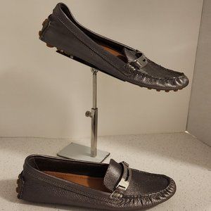 Silver leather Coach loafers